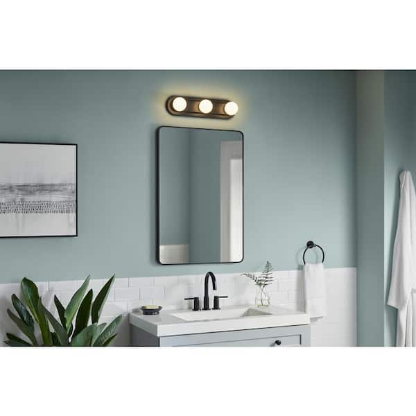 Hampton Bay Midford 18 in. 3-Light LED 5CCT Vanity Light with Interchangeable Brushed Nickel Black and Chrome Trims