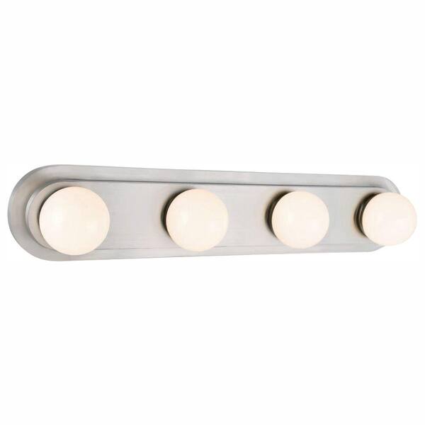 Hampton Bay Midford 24 In. 4-Light Brushed Nickel LED Vanity Light Bar With Frosted Shade
