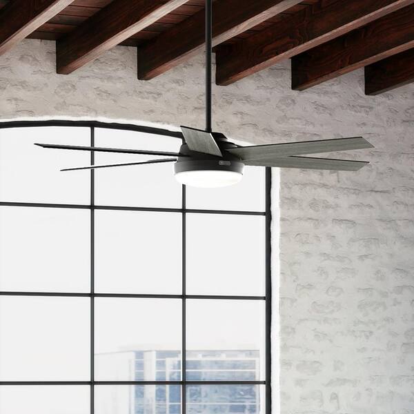 Hunter Millington 60 In. Indoor Matte Black Ceiling Fan With Light Kit And Remote