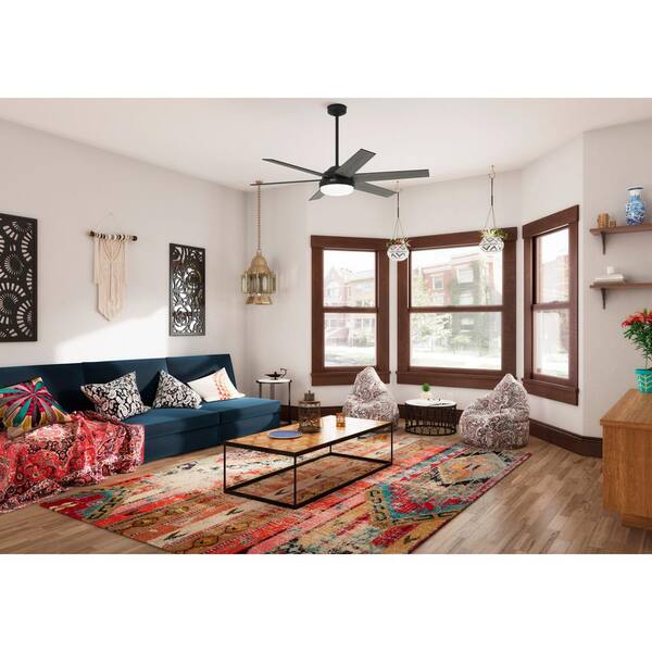 Hunter Millington 60 In. Indoor Matte Black Ceiling Fan With Light Kit And Remote