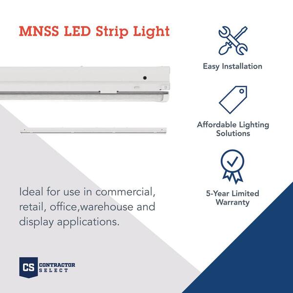 Lithonia Lighting MNSS 96 In. 128-Watt Equivalent Integrated LED White Strip Light Fixture 4000K