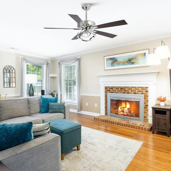 Parrot Uncle Modern 52 In. Indoor Color Changing Integrated LED Chrome Ceiling Fan With Light And Remote Control