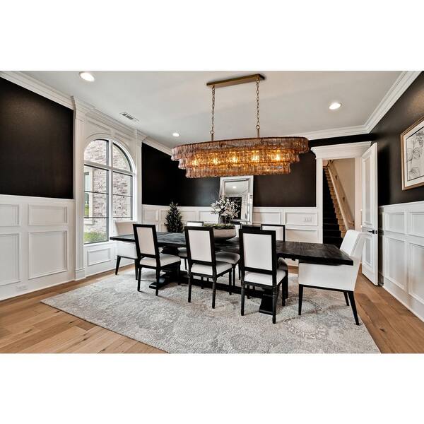 YUYI Modern Chandelier 54 In. 5-Lights Gold Crystal Linear Chandelier For Dining Room Living Room Kitchen Island Foyer