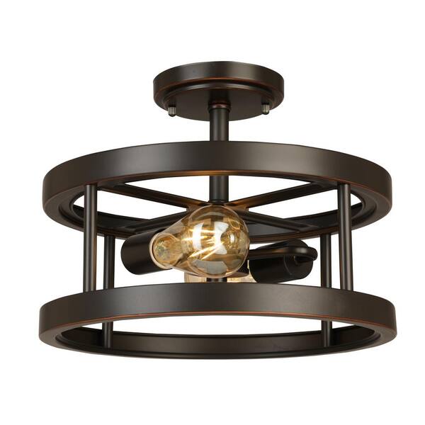 Hampton Bay Moreland 13 In. 2-Light Oil-Rubbed Bronze Semi-Flush Mount