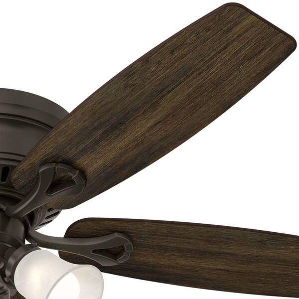 Hunter Oakhurst 52 In. LED Indoor Low Profile New Bronze Ceiling Fan With Light Kit