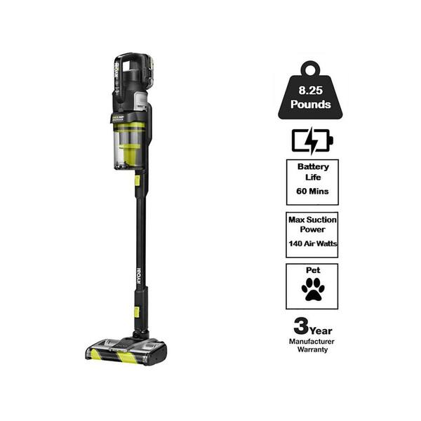 RYOBI ONE+ HP 18V Cordless Advanced WHISPER Series Stick Vacuum Kit With 4.0 Ah Battery And Charger