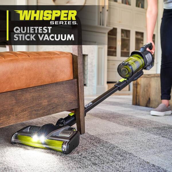 RYOBI ONE+ HP 18V Cordless Advanced WHISPER Series Stick Vacuum Kit With 4.0 Ah Battery And Charger