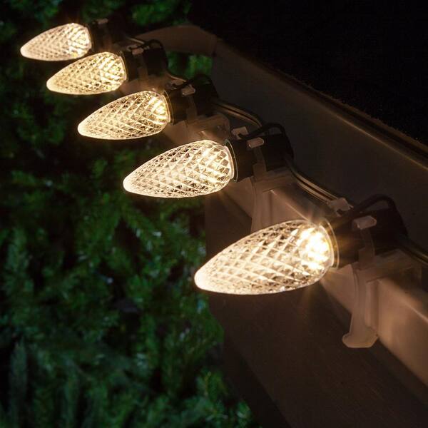 OptiCore 24 Ft. 25-Light LED Warm White Faceted C9 Twinkle String Light Set