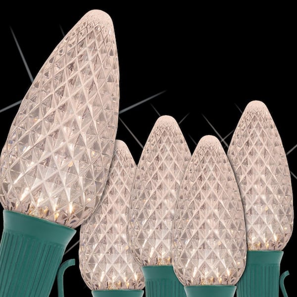 OptiCore 24 ft. 25-Light LED Warm White Faceted C9 Twinkle String Light Set