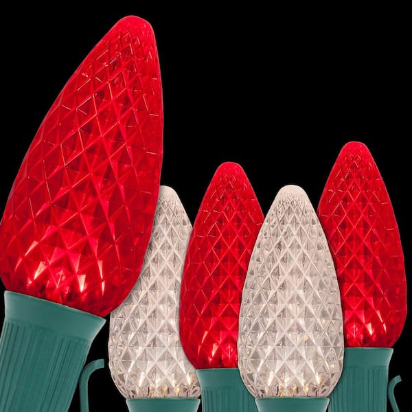 Wintergreen Lighting OptiCore 49 ft. 50-Light LED Red and Warm White Faceted C9 String Light Set