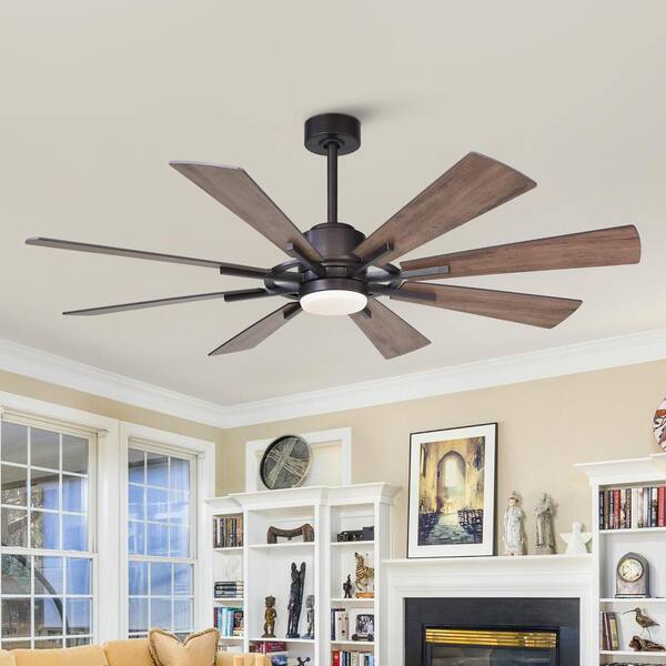 Parrot Uncle Oretha 60 In. Indoor Windmill 8-Blade LED Oil-rubbed Bronze Ceiling Fan With Light DC Motor And Remote Control