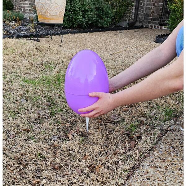 HoliScapes Qty 5-11 In. Tall-LED Pastel Colored Easter Eggs-Plastic JUMBO Eggs-Battery Operated With Built In Timer