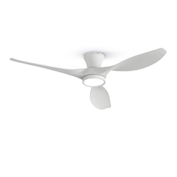 QRMOK R3 52 in. Indoor Ceiling Fan with Light and Remote Flush Mount Low Profile Quiet Reversible DC Motor 3 CCT Light White