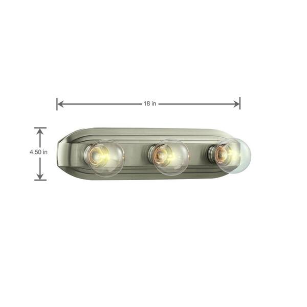 Unbranded Raceway 18 In. 3-Light Brushed Nickel Retro Vanity Light