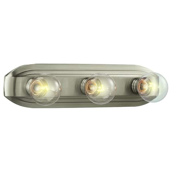 Unbranded Raceway 18 in. 3-Light Brushed Nickel Retro Vanity Light