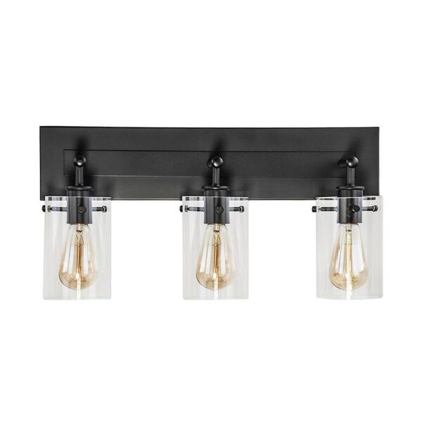 Hampton Bay Regan 21 In. 3-Light Espresso Bronze Vanity Light With Clear Glass Shades