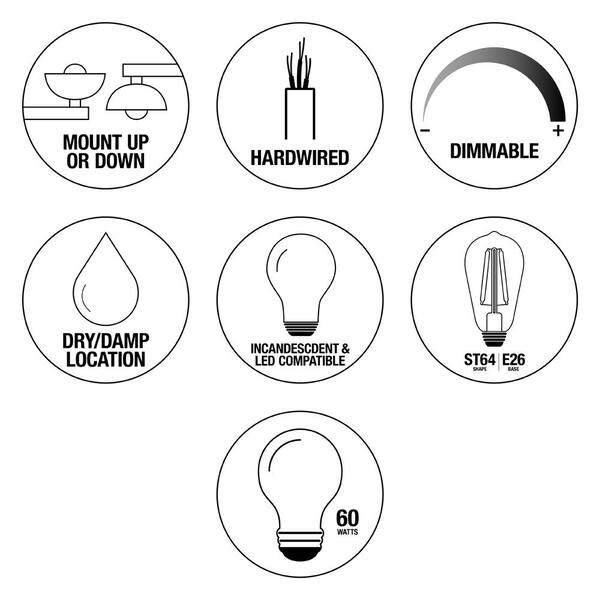 Hampton Bay Regan 21 In. 3-Light Espresso Bronze Vanity Light With Clear Glass Shades