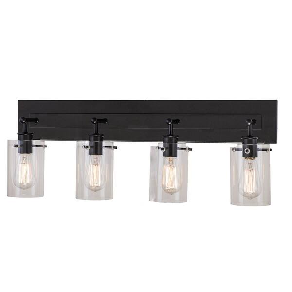 Hampton Bay Regan 29.13 In. 4-Light Espresso Bronze Vanity Light With Clear Glass Shades