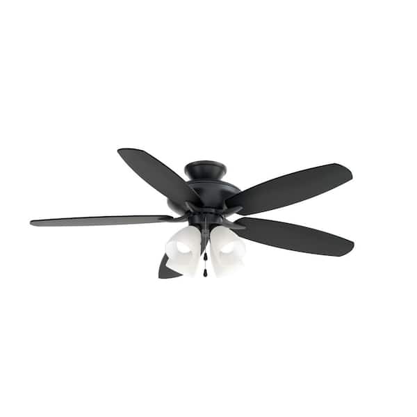 KICHLER Renew Premier 52 in. Indoor Satin Black Dual Mount Ceiling Fan with LED Bulbs with Pull Chain