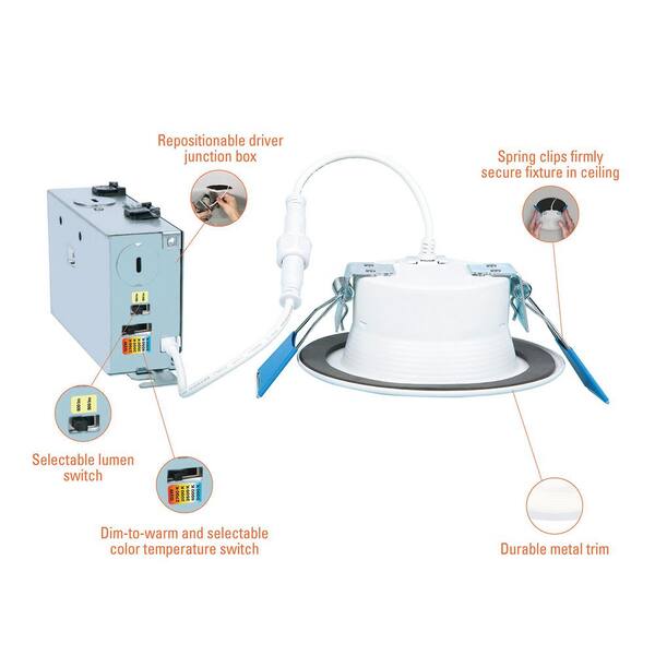 HALO RL 4 In. Canless Recessed LED Downlight 600/900lm 5CCT D2W 120V DM