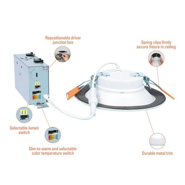 HALO RL 6 In. Canless Recessed LED Downlight 900/1200lm 5CCT D2W 120V DM