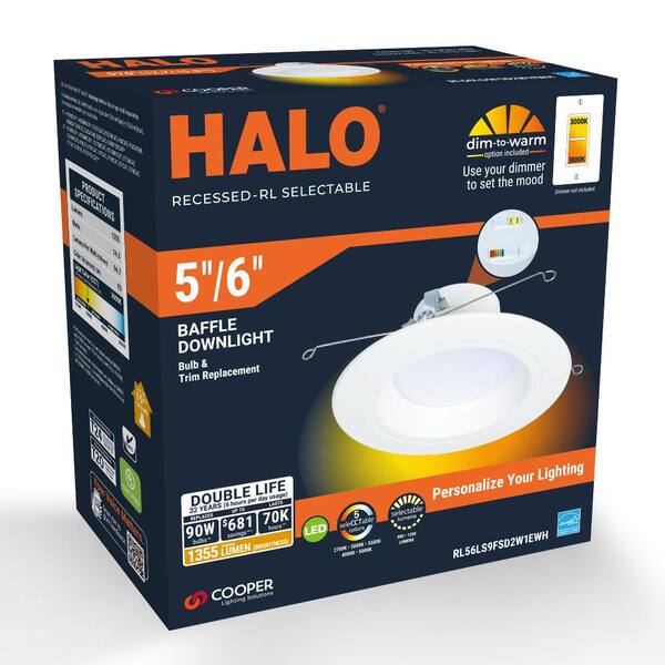 HALO RL56 Series 5/6 In. Recessed LED Retrofit Module Selectable CCT And Lumens Integrated LED Matte White