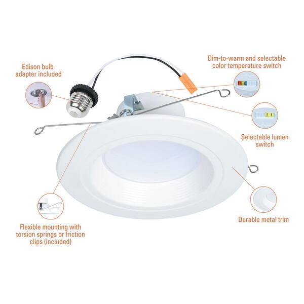 HALO RL56 Series 5/6 In. Recessed LED Retrofit Module Selectable CCT And Lumens Integrated LED Matte White