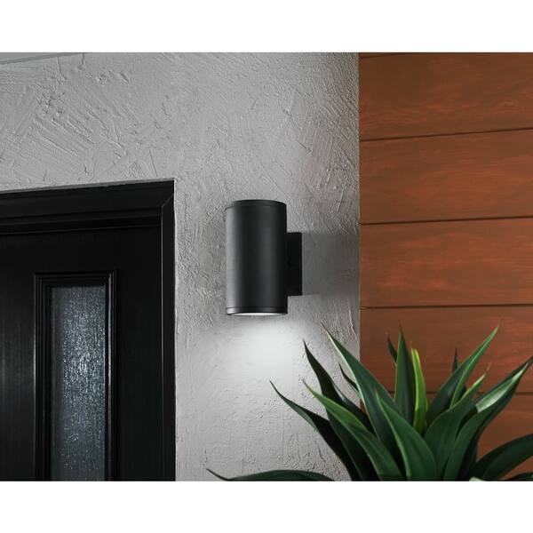 Home Decorators Collection Rodham 8 In. Black Integrated LED Hardwired Outdoor Wall Light Lantern Porch Sconce