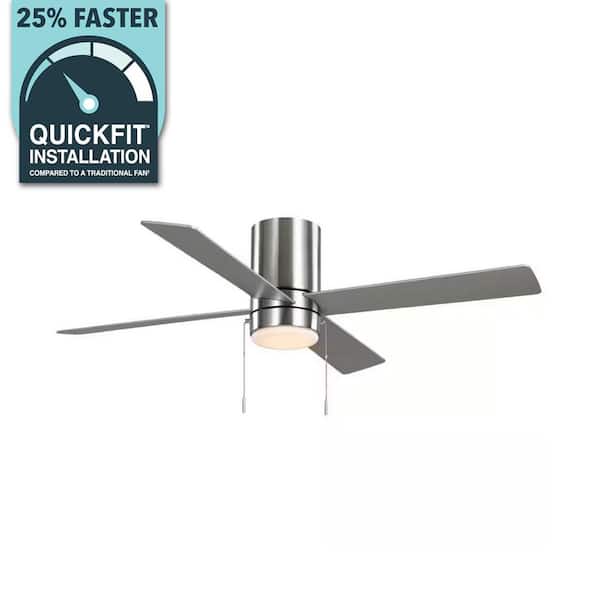 Hampton Bay Scenic 52 in. Integrated LED Indoor Brushed Nickel Hugger Ceiling Fan with Reversible Motor & Reversible Blades Included