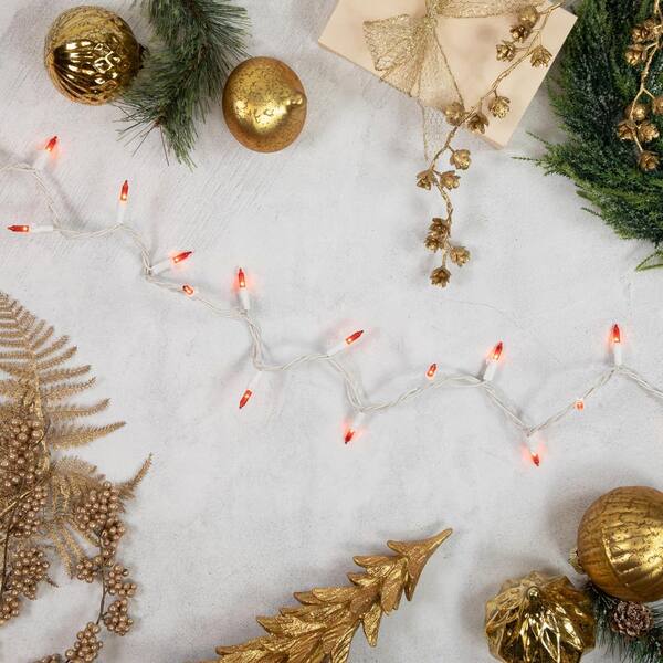 Northlight Set Of 100 Orange Mini Christmas Lights 2.5 In. Spacing With White Wire