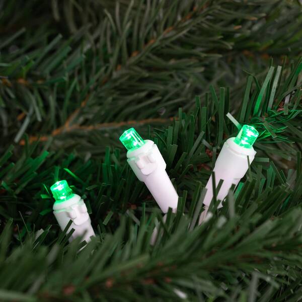 Northlight Set Of 50 Green LED Wide Angle Christmas Lights On White Wire