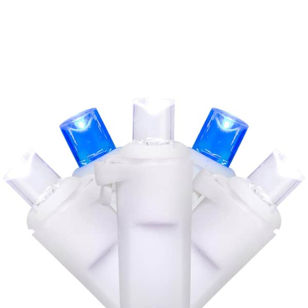 Northlight Set of 50 LED Wide Angle Lights Blue/White LED - White Wire