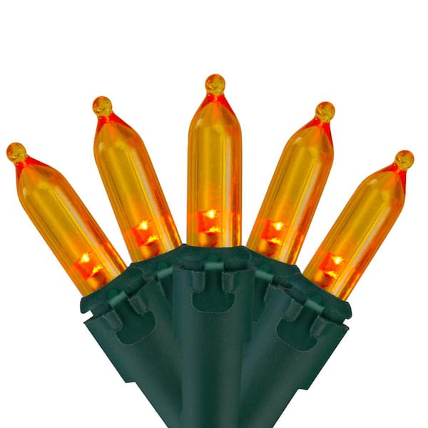 Northlight Set of 50 Orange LED Mini Christmas Lights with Green Wire