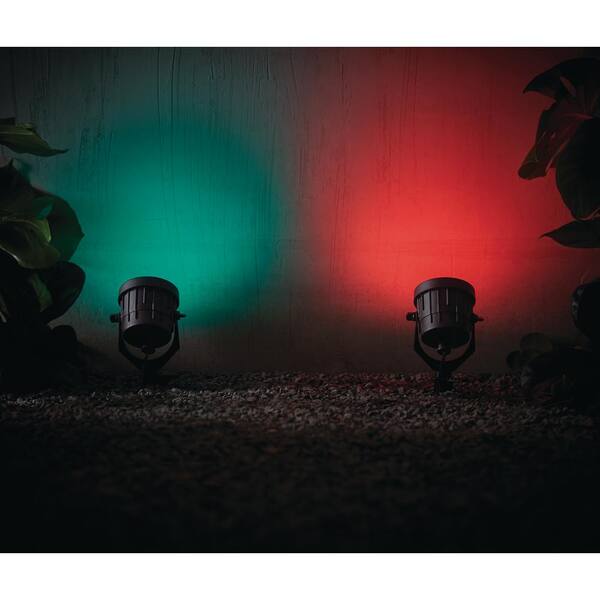 Hampton Bay Smart 650 Lumen Low Voltage Black Integrated LED RGB Color Changing Landscape Flood Light Powered By Hubspace