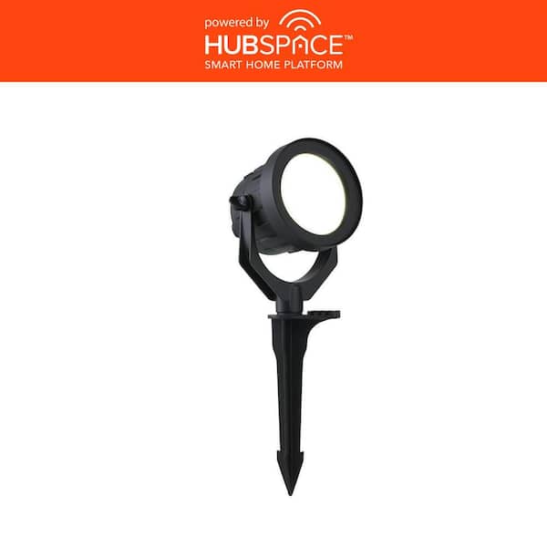 Hampton Bay Smart 650 Lumen Low Voltage Black Integrated LED RGB Color Changing Landscape Flood Light Powered by Hubspace