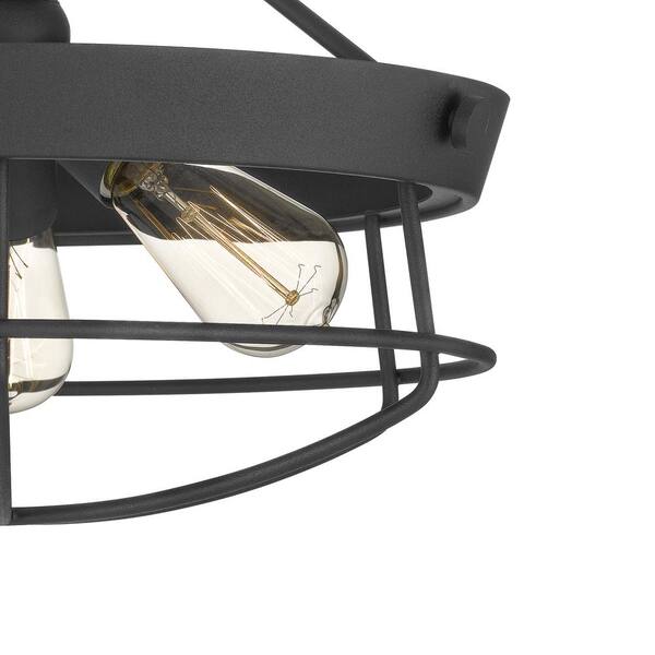 Hampton Bay Southbourne 15.5 In. 3-Light Matte Black Rustic Farmhouse Semi-Flush Mount Light