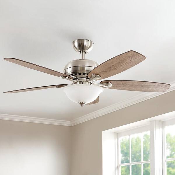 Hampton Bay Southwind II 52 In. Indoor LED Brushed Nickel Ceiling Fan With Light Kit Reversible Blades And Remote Control