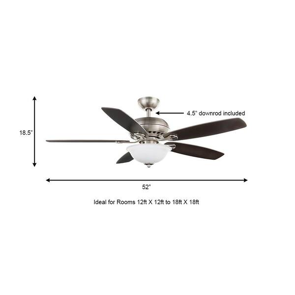 Hampton Bay Southwind II 52 In. Indoor LED Brushed Nickel Ceiling Fan With Light Kit Reversible Blades And Remote Control