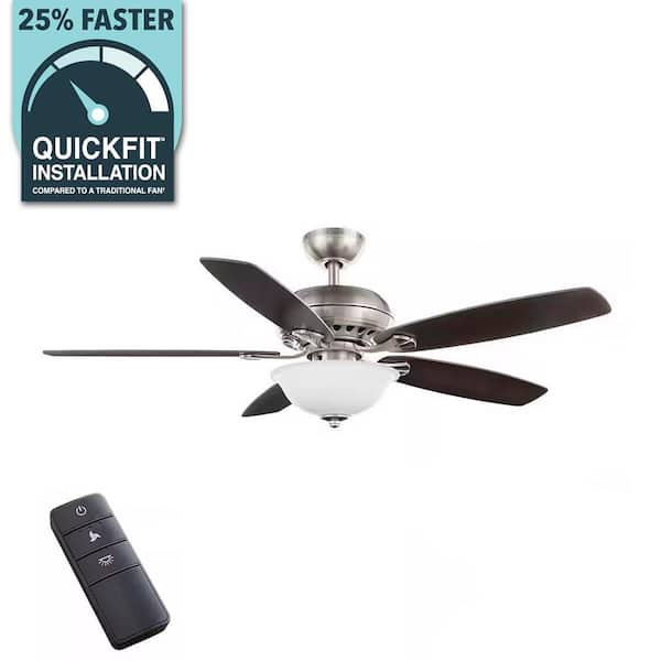 Hampton Bay Southwind II 52 in. Indoor LED Brushed Nickel Ceiling Fan with Light Kit Reversible Blades and Remote Control