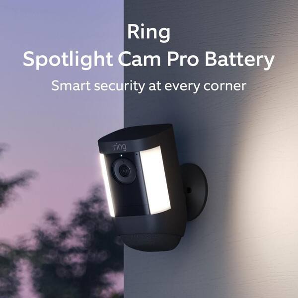 Ring Spotlight Cam Pro Battery With 2K Video And Ring Vision LED Lights Dual-Band Wifi And 3D Motion Detection Black