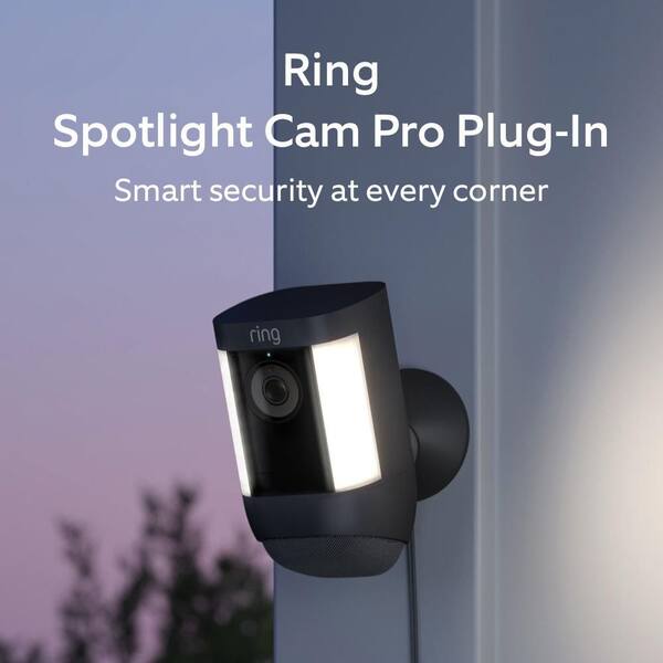 Ring Spotlight Cam Pro Plug-In With 2K Video And Ring Vision LED Lights Dual-Band Wifi And 3D Motion Detection Black