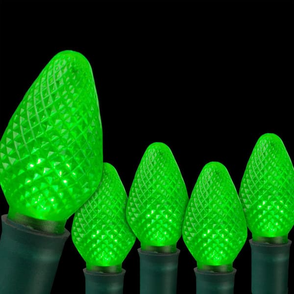 Wintergreen Lighting SuperBright 16 ft. 25-Light LED Green C7 String Light Set