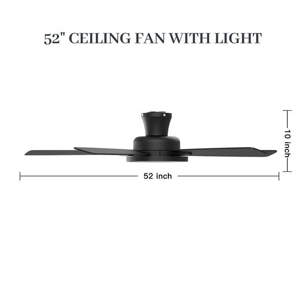QRMOK T5 52 In. Indoor Ceiling Fan With Light Ultra Silent Ceiling Fan With 3 CCT Light Reversible Blades And DC Motor Black
