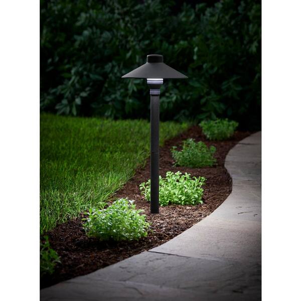 Hampton Bay Vernon Park 120 Lumen Low Voltage Black Integrated LED Aluminum Outdoor Path Light Powered By Hubspace (1-Pack)