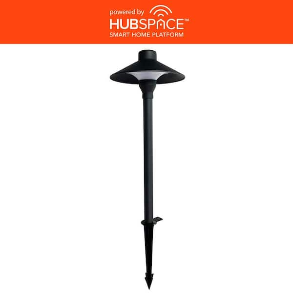Hampton Bay Vernon Park 120 Lumen Low Voltage Black Integrated LED Aluminum Outdoor Path Light Powered by Hubspace (1-Pack)