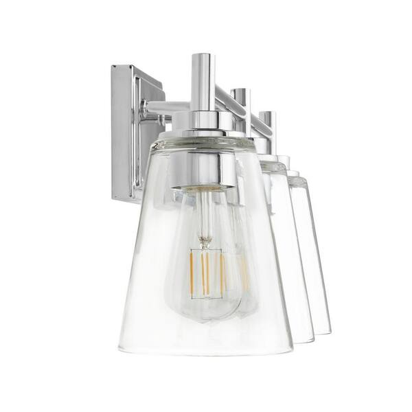 Hampton Bay Wakefield 22 In. 3-Light Chrome Vanity Light With Clear Glass Shades