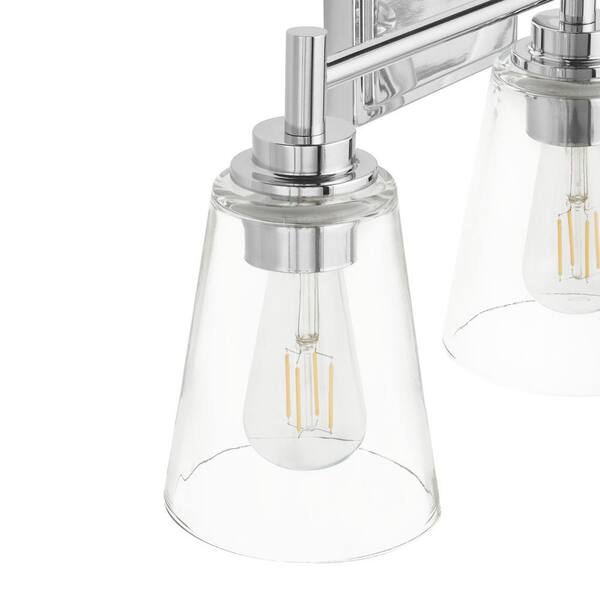 Hampton Bay Wakefield 22 In. 3-Light Chrome Vanity Light With Clear Glass Shades