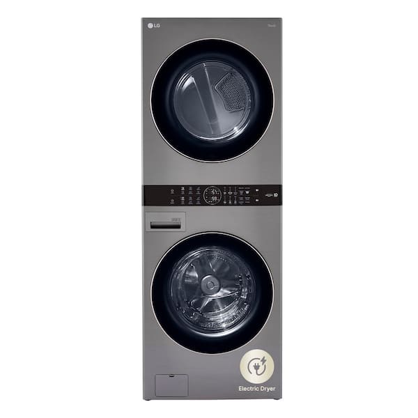 LG WashTower Stacked SMART Laundry Center 4.5 Cu.Ft. Front Load Washer & 7.4 Cu.Ft. Electric Dryer in Graphite Steel LG WashTower Stacked SMART Laundry Center 4.5 Cu.Ft. Front Load Washer & 7.4 Cu.Ft. Electric Dryer in Graphite Steel