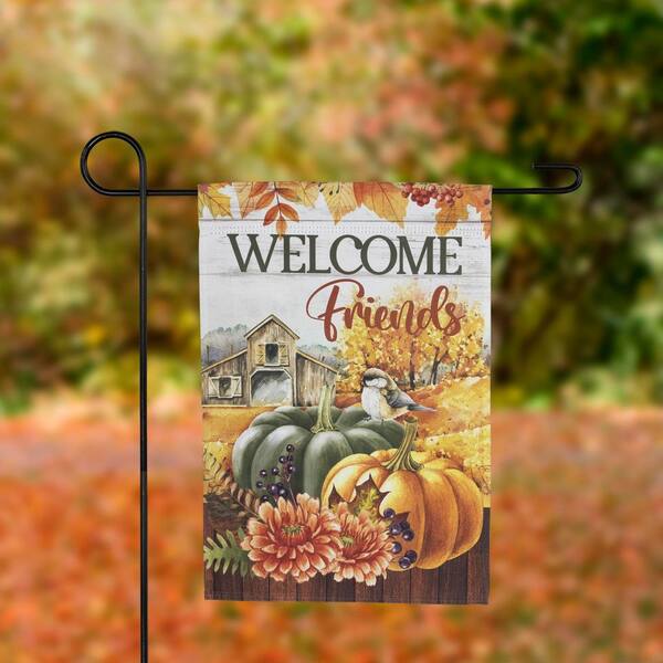 Northlight Welcome Friends Fall Harvest Outdoor Garden Flag-18 In. X 12.5 In