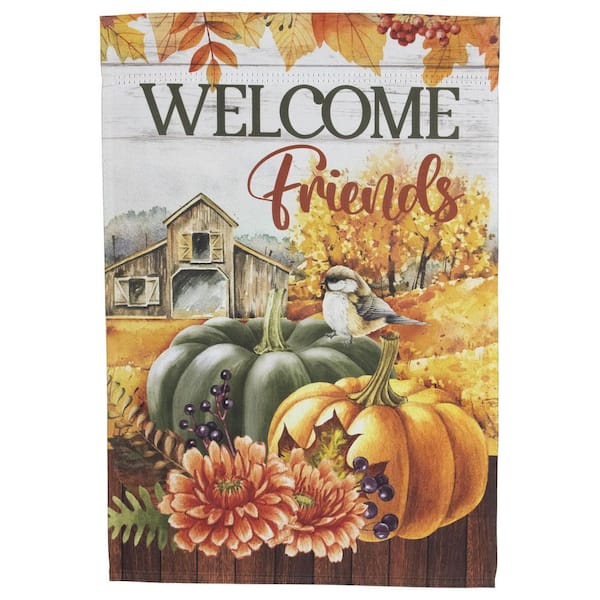 Northlight Welcome Friends Fall Harvest Outdoor Garden Flag-18 in. x 12.5 in